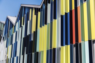 Dilbeek, Flemish Brabant Region, Belgium, 7 2 2021: abstract colors and lines from the facade of a