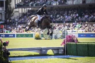 Sameh El Dahabn of Great Britain and riding WKD Toronto compete in the first round of the 1.60m