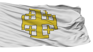 Jerusalem Cross Isolated Flag With White Background