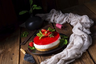 Delicious quark cream cake with strawberries