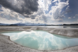 Waterless Forggensee in Ostallgäu, Germany, Europe