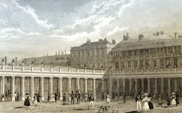 The Palais-Royal, Paris, antique steel engraved print, 1831