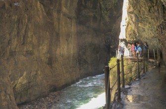 The rock faces cut by the Partnach torrent reach a height of 80 metres in places. It is located