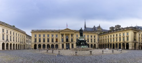 Reims, France- 13 September, 2022: panorama view of the Place Royal Square in downtown Reims with