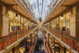 SYDNEY, AUSTRALIA DECEMBER 3 2023, The Strand Arcade with Christmas lights and decorations in the