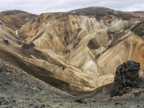 Rhyolite mountains, lava rock, Landmannalaugar, Fjallabak nature reserve, highlands, Iceland,
