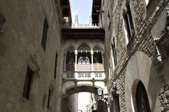 Gothic Bridge, Carrer del Bisbe Irurita, Barri Gotic, Barcelona, Spain Barcelona, Spain, Europe