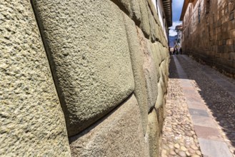 Twelve angles stone, Beautiful narrow street and buildings wall in centre of Cusco or Cuzco city,