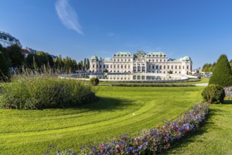 Vienna, Austria, 22 September, 2022: view of the gardens and the Upper Belvedere Palace in downtown