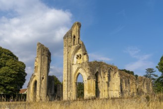Glastonbury, United Kingdom, 1 September, 2022: view of the ruins of the Crossing and Choir Walls