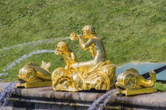 Gold statue in Peterhof, Saint-Petersburg, Russia, Europe