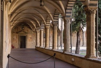 FLORENCE, ITALY, SEPTEMBER 21, 2023, Cloister of the monastery of church Santa Maria Novella in