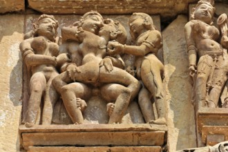 Khajuraho, UNESCO World Heritage Site, Madhya Pradesh, India, Asia, Erotic scenes carved in stone,