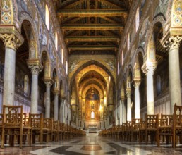Nave of the Cathedral of Monreale, Sicily, Italy, Europe