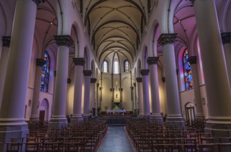 Ixelles, Brussels Capital Region, Belgium, 10 16 2019 Purple interior design of the gothic