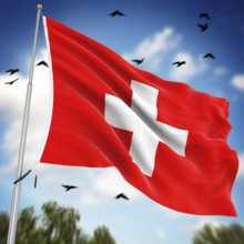 Flag of Switzerland, This is a computer generated and 3d rendered image