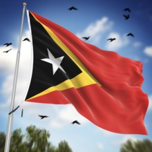 Flag of East Timor, This is a computer generated and 3d rendered image