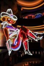 Vegas Vicky Cowgirl, Neon Art, Circa Hotel, Las Vegas, Nevada, USA, North America