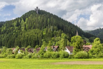 Cross on a hill, Veitsch Pilgrim Cross, Veitscher Ölberg, St. Barbara im Mürztal, Veitsch, Styria,