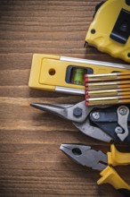 Set of pliers tape-measure steel cutter construction level wooden meter
