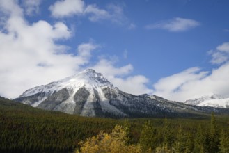 Beautiful autumn landscape scene in mountain in background in National Parkwest Canada