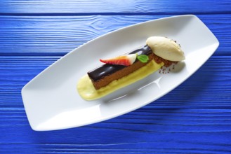Chocolate brownie with vanilla ice-cream ice cream dessert
