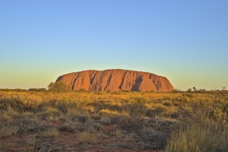 Ayers Rock or Uluru respectively at sun set. Photo shot in 2020