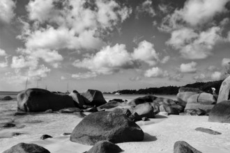 Seychelles island Praslin with the famous granite rocks, Anse Latio