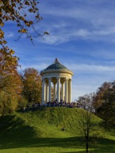 Autumn atmosphere in the English Garden, Monopteros, Munich, Bavaria, Germany, Europe