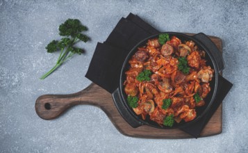 Bigos, bigus is a national Polish dish, made of cabbage and meat, stewed, homemade, no people