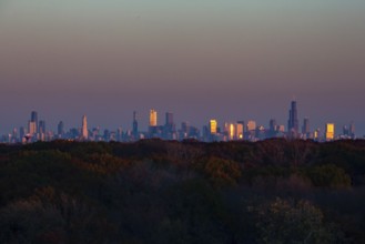 Chicago, Illinois - The Chicago skyline in late afternoon, photographed from Rosemont, Illinois,