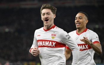 Goal celebration Angelo Stiller VfB Stuttgart (06) Jamie Leweling VfB Stuttgart (18) Semi-final,