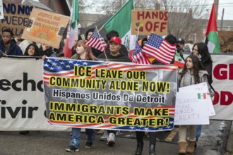 Detroit, Michigan USA - 4 March 2025 - A rally in the Mexican-American community in southwest