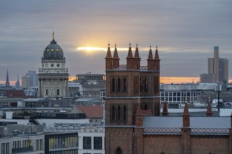 City view, Friedrichswerder Church, behind German Cathedral, view from the roof terrace of the
