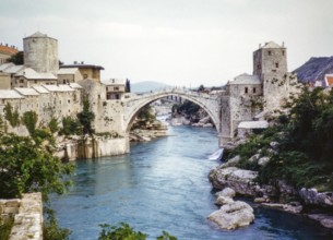 Stari Most, 'Old Bridge', Mostar Bridge, River Neretva, Mostar, Bosnia and Herzegovina, former