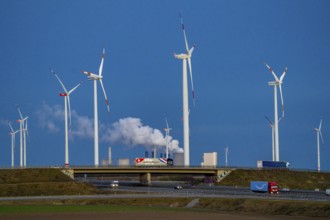 RWE Power Neurath lignite-fired power plant, RWE wind farm, Jackerath motorway junction, A44 and