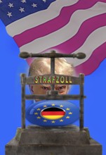 Symbolic image, EU and Germany under political pressure, industry, Donald Trump, tariff threats,