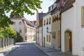 Historic Färbergasse in the old town centre of Freiberg, Saxony, Germany, Europe