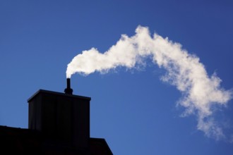 Exhaust fumes from a residential heating system, winter, Germany, Europe
