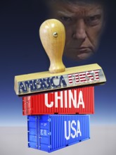 Symbolic image, free trade, USA, China, America first, Donald Trump, impending tariff, punitive