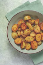 Baked new potatoes, with butter and dill, homemade, no people