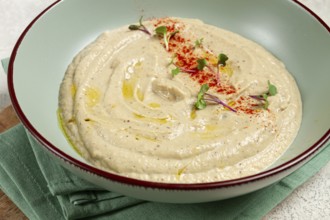Babaganoush, eggplant appetizer, traditional Lebanese cuisine, homemade, no people, isolate, on a