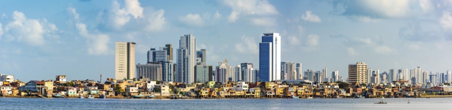 Panoramic image of the city of Recife in Pernambuco with the river and the favela in the foreground