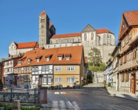 The Schlossberg with St Servatius collegiate church and castle above the half-timbered houses of