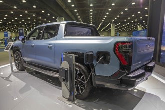 Detroit, Michigan USA - 10 January 2025 - The GMC Denali Sierra EV on display at the 2025 Detroit