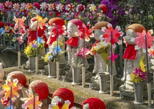 Jizo statues at the Garden of Unborn Children, Zoj-ji temple, Tokyo, Japan, Asia