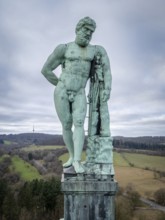Copper statue of Hercules in Bergpark Wilhelmshöhe, Bad Wilhelmshöhe, Kassel, Hesse, Germany,