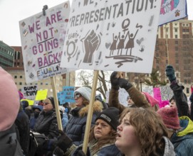 Lansing, Michigan USA - 5 February 2025 - People rally at the Michigan state capitol to oppose