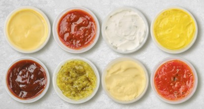 Different types of sauces and dressing