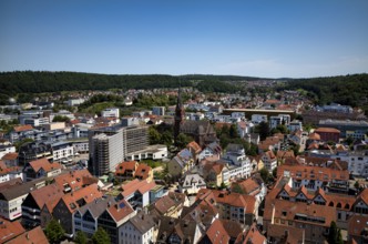 View of the old town with St Paul's Church, town hall, Heidenheim an der Brenz, Baden-Württemberg,